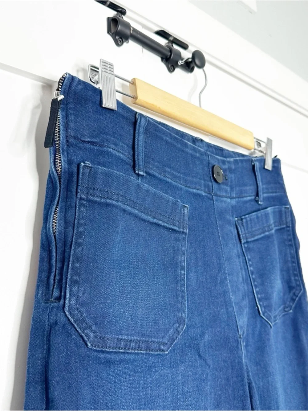 Maeve The Colette Crop High-Rise Wide-Leg Stretch Jeans 28 6 Dark zipper sides - Picture 4 of 13